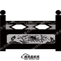 墓碑栏板花草线雕图（MBLB-456）