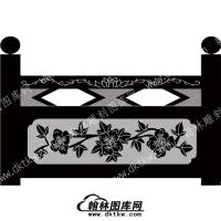 墓碑栏板花草线雕图（MBLB-460）