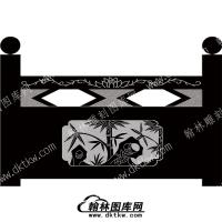 墓碑栏板花草线雕图（MBLB-468）