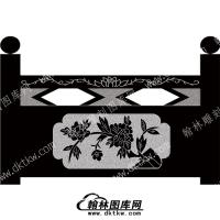 墓碑栏板花草线雕图（MBLB-487）
