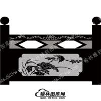 墓碑栏板花鸟线雕图（MBLB-358）