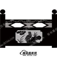 墓碑栏板花鸟线雕图（MBLB-466）