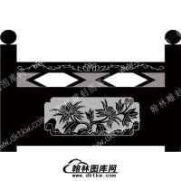 墓碑栏板菊花花草线雕图（MBLB-363）