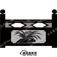 墓碑栏板兰花花草线雕图（MBLB-360）