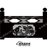 墓碑栏板鲤鱼线雕图（MBLB-474）