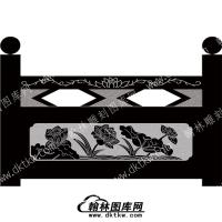 墓碑栏板莲花荷叶线雕图（MBLB-352）