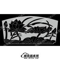 墓碑栏板莲花荷叶线雕图（MBLB-509）