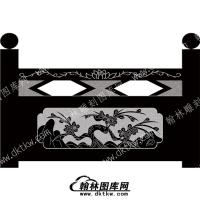 墓碑栏板梅花线雕图（MBLB-355）