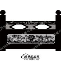 墓碑栏板鱼莲线雕图（MBLB-458）