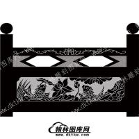 墓碑栏板鱼莲线雕图（MBLB-459）