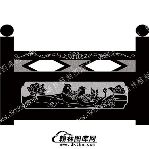 墓碑栏板鸳鸯线雕图（MBLB-350）