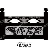 墓碑栏板竹子花草线雕图（MBLB-442）