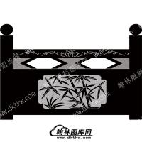墓碑栏板竹子花草线雕图（MBLB-472）