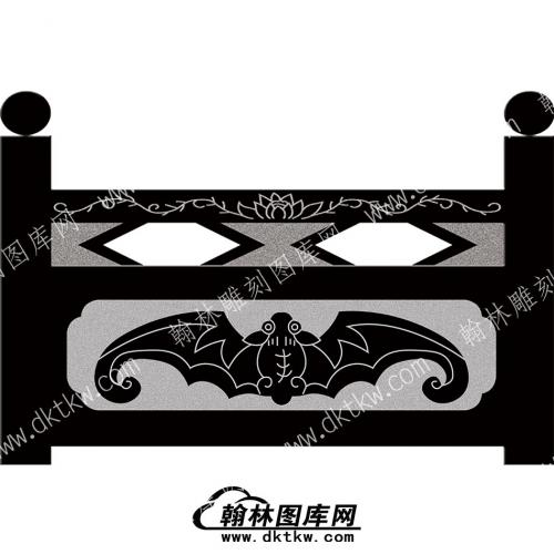 墓碑栏板蝙蝠线雕图（MBLB-409）