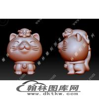 卡通猫咪小猫老鼠立体圆雕图（YDS-837）