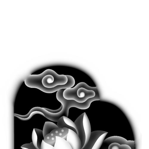 佛龛神台牌位灵位双龙戏珠顶花莲花葫芦铜钱边框挂落带线精雕图灰度图(JDFK-024)