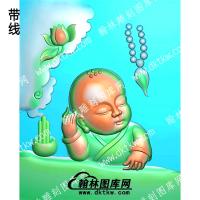 玉雕童趣佛童玉雕童趣佛童带线精雕图(GJJD-0720)