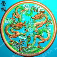 二龙戏珠带线精雕图(ZSLF-0702)