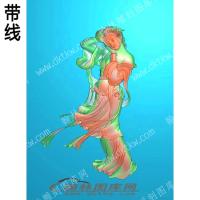 古代侍女美女带线精雕图(ZSRW-0718)