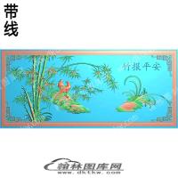  植物花鸟 竹报平安双鸟竹林带线精雕图(ZSHN-0727)