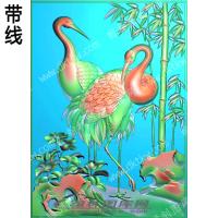 双鹤竹子带线精雕图(ZSHN-0716)
