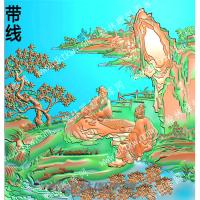 下棋山水人物带线（QTG-151）