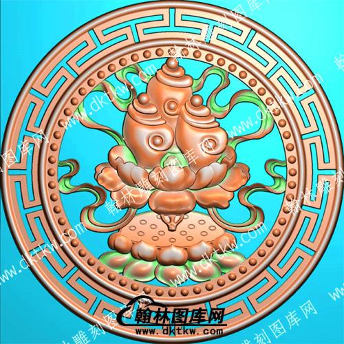 藏式八宝圆形白海螺挂件精雕图(ZSBB-0110)