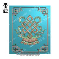 藏式八宝吉祥结窄花格框带线精雕图（ZSBB-04-09)