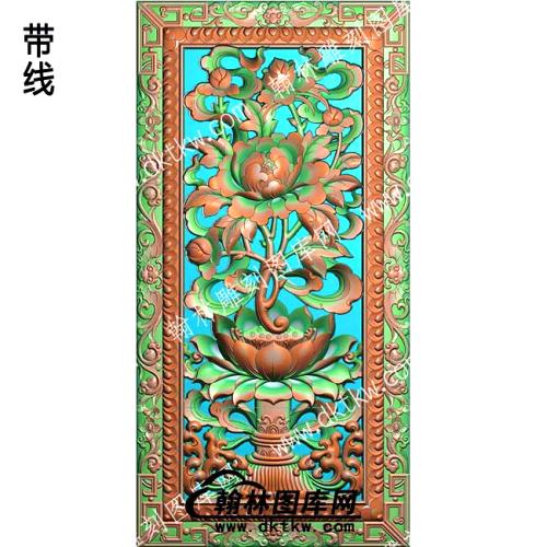 藏式八宝莲花蝙蝠框带线精雕图（ZSBB-05-05)