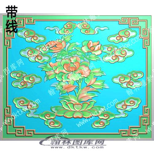 藏式雪域八宝莲花带线精雕图（ZSBB-05-12)