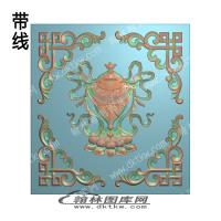 藏区八宝伞镂空花格边框带线精雕图（ZSBB-06-01)