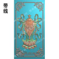 藏式八宝伞窄花格框带线精雕图（ZSBB-06-11)
