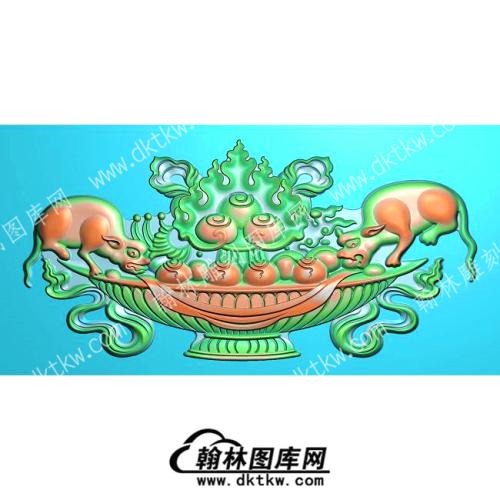 藏式动物吐宝鼠火焰宝精雕图(ZSDW-02-04)