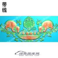 藏式家具 侧边吐鼠火宝带线精雕图(ZSDW-02-07)