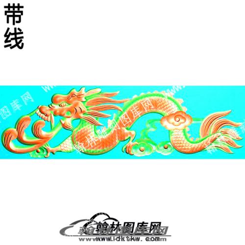 藏式动物单龙带线精雕图(ZSDW-04-02)