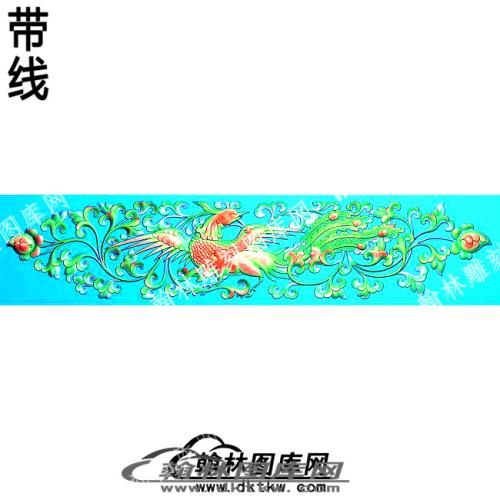 凤凰洋花背景带线精雕图(ZSDW-04-12)