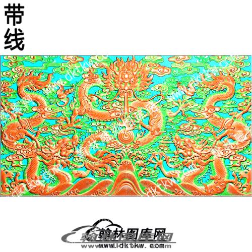 三龙祥云火山精雕图(ZSDW-04-14)