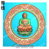 如来佛祖圆花边木雕带线(SHS-100)