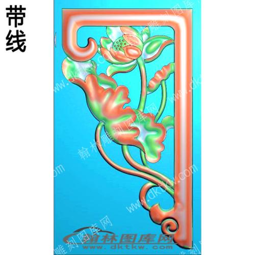 藏式家具荷花角花带线精雕图(ZSJJ-01-16)