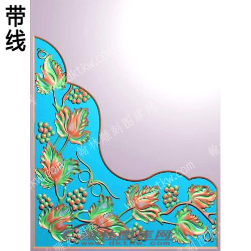藏式家具葡萄角花带线精雕图(ZSJJ-01-19)
