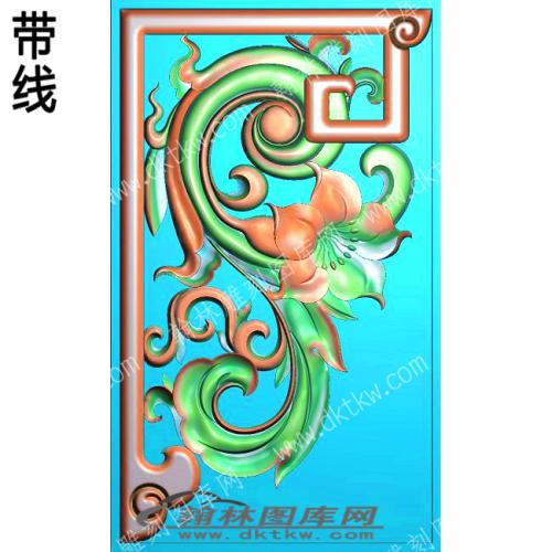 藏式家具洋花6角花带线精雕图(ZSJJ-01-37)