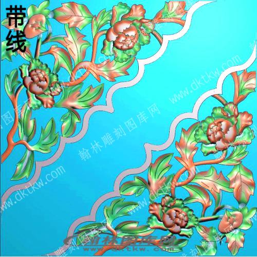 藏式家具砖雕牡丹角花带线精雕图(ZSJJ-01-42)