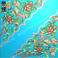 藏式家具砖雕牡丹角花带线精雕图(ZSJJ-01-42)