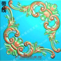 家具部件对称洋花角花带线精雕图(ZSJJ-01-44)