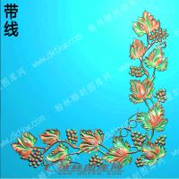 家具部件植物葡萄角花带线精雕图(ZSJJ-01-60)
