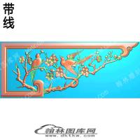 家具梅花花鸟角花带线精雕图(ZSJJ-01-66)