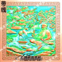 藏式吉祥画六长寿回边框精雕图(ZSJJ-02-09)