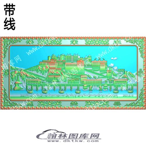 藏式家具 布达拉宫背板藏文精雕图(ZSJJ-02-13)