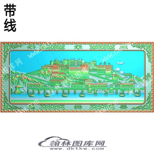 藏式家具 布达拉宫背板精雕图(ZSJJ-02-14)