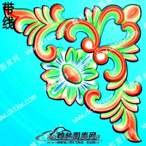 藏式家具洋花角花带线精雕图(ZSJJ-06-16)